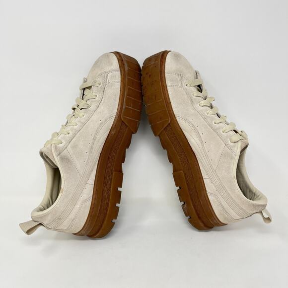 Puma Mayze Platform Beige Suede Gum Sole Casual Shoes Size Women 11 / Men 9.5 - Picture 5 of 10
